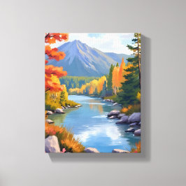 Impressão Em Tela New England Autumn Fall Foliage Landscape Painting