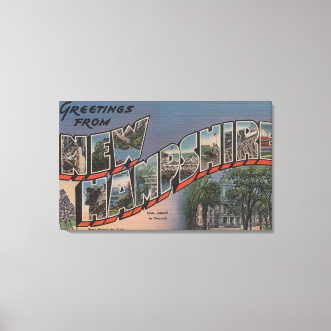 Impressão Em Tela New Hampshire (Capital Estatal/Flor) (Frente)