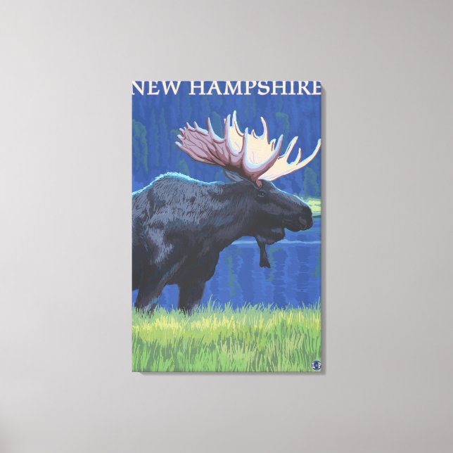 Impressão Em Tela New HampshireMoose na Lua (Frente)
