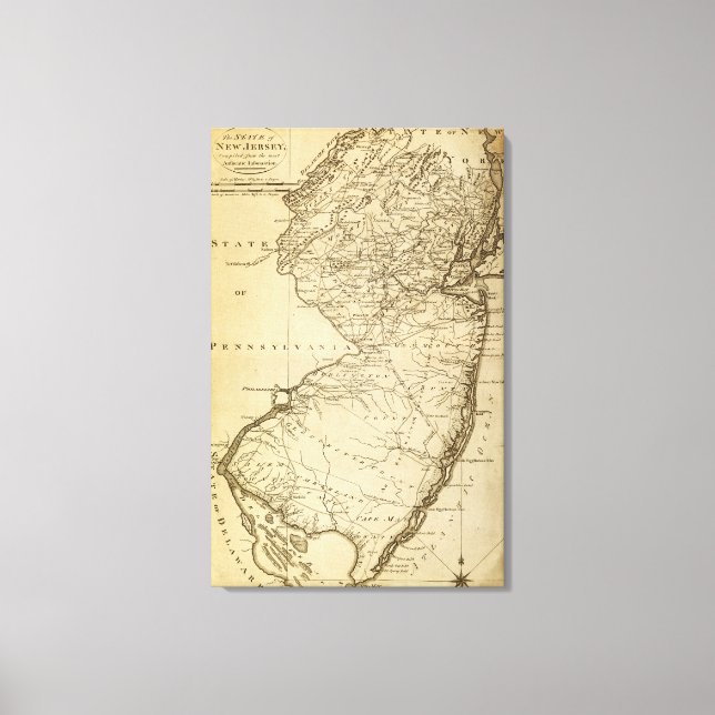 Impressão Em Tela New JerseyPanorâmica MapNew Jersey (Frente)