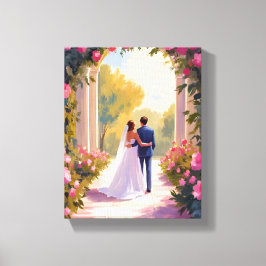 Impressão Em Tela Newlyweds Bride & Groom Wedding Painting