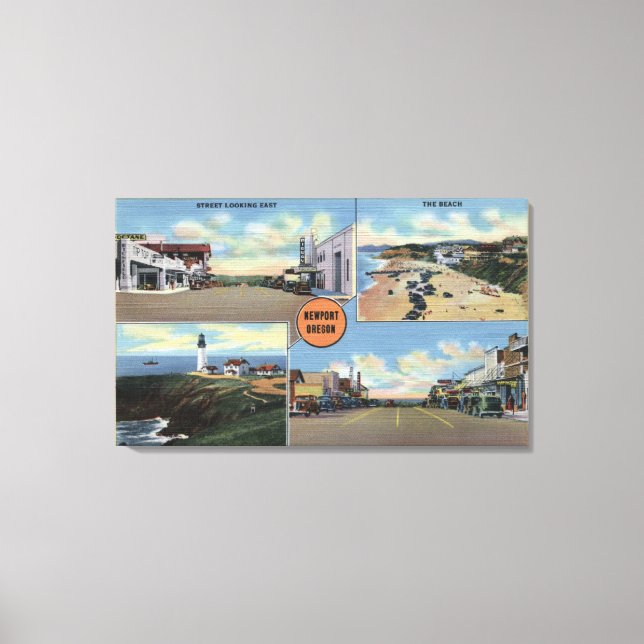 Impressão Em Tela Newport, Oregon - Farol de Yaquina, Principal (Frente)