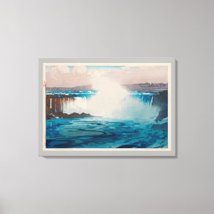 Impressão Em Tela Niagara Falls, Hiroshi Yoshida, Woodcut