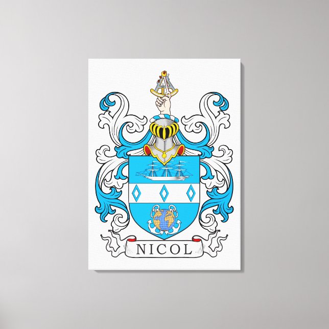 Impressão Em Tela Nicol Family Crest (Frente)