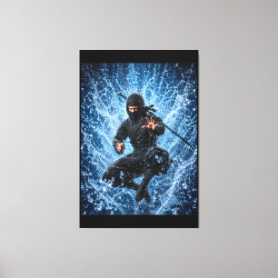 Impressão Em Tela Ninja Warrior na Água 40x60