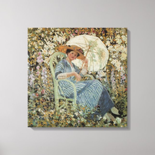 Impressão Em Tela No Jardim, Giverny de Frederick Frieseke (Frente)