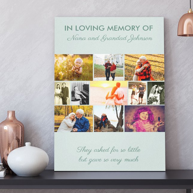 Impressão Em Tela No Loving Memory Custom 11 Photo Collage Green (Criador carregado)
