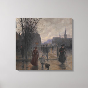 Impressão Em Tela Noite chuvosa na avenida de Hennepin, c.1902