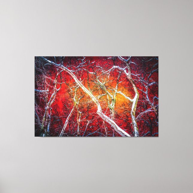 Impressão Em Tela Noite de inverno Vermelho (Frente)