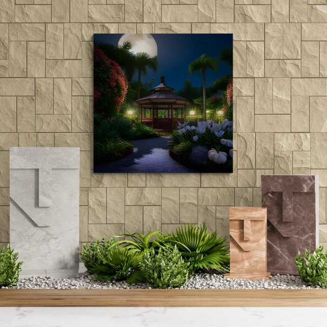 Impressão Em Tela Noite De Lua No Gazebo (Criador carregado)