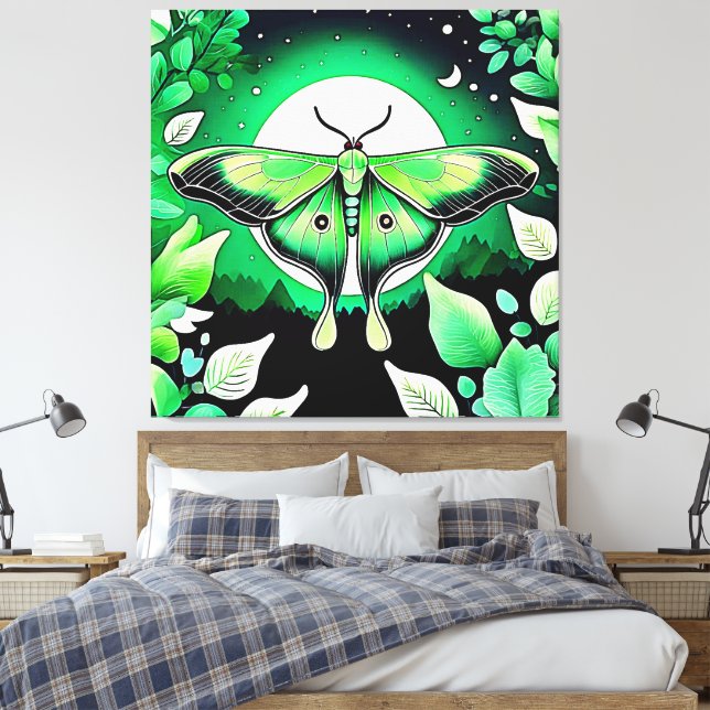 Impressão Em Tela Noite de Moth lunar (Insitu(Quarto))