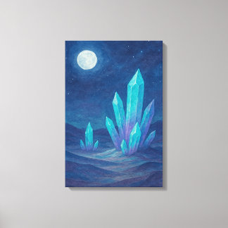 Impressão Em Tela Noite do Deserto de Aquarela com Cristais