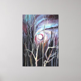 Impressão Em Tela Noite fria de inverno com pintura de lua cheia