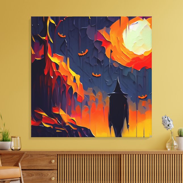 Impressão Em Tela Noite Moderna de Halloween Abstrato (Insitu(Sala de estar))