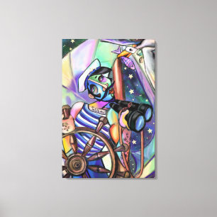 Impressão Em Tela Noite Navegando, Capitão Estilo de Arte Original