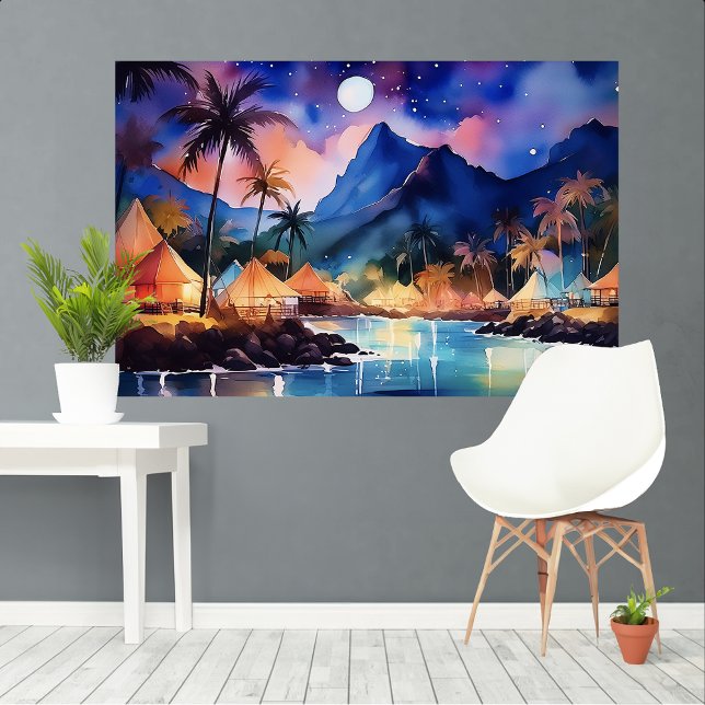 Impressão Em Tela Noites tropicais 2 aquarelas XL art (Criador carregado)