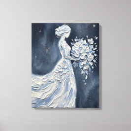 Impressão Em Tela Noiva Floral com Guarda-chuva Impasto