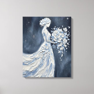 Impressão Em Tela Noiva Floral com Guarda-chuva Impasto