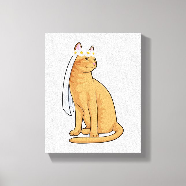 Impressão Em Tela Noiva Gato com Véu (Frente)