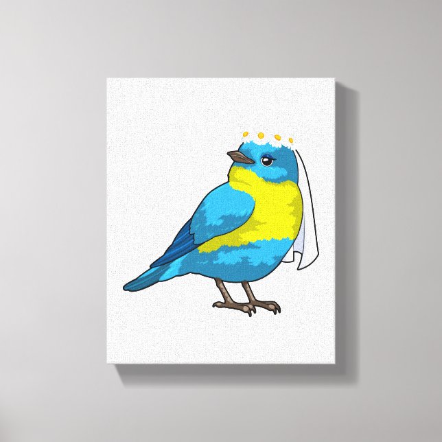 Impressão Em Tela Noiva pássaro com coroa de flores (Frente)