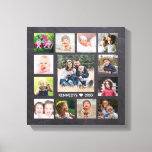 Impressão Em Tela Nome da Família de Colagem de Fotos Chalkboard 13<br><div class="desc">Crie seu impressão de canvas de colagem de fotos com 13 de suas fotos favoritas em um fundo preto.Personalize com o nome da família e a data estabelecida.</div>