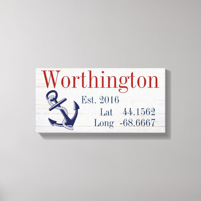 Impressão Em Tela Nome da sua família Latitude e Longitude (Frente)