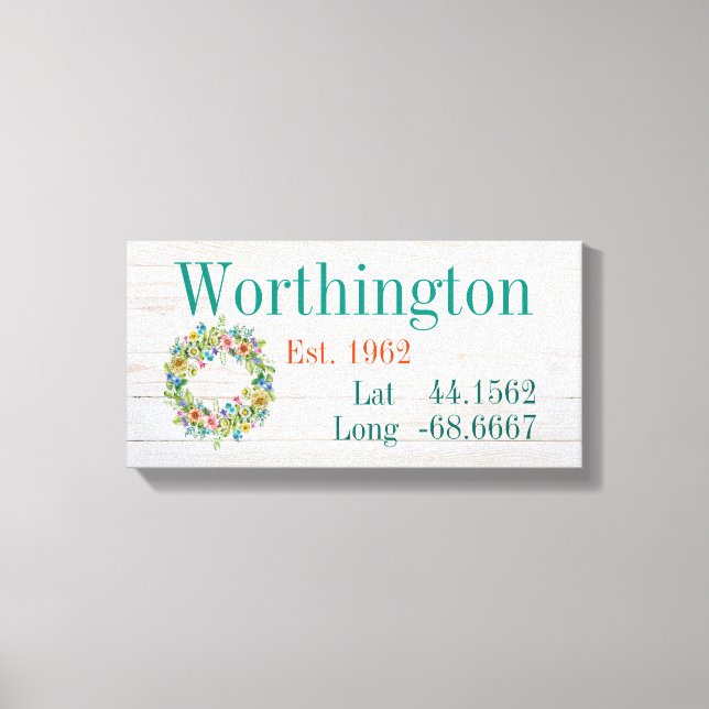 Impressão Em Tela Nome da sua família Latitude e Longitude (Frente)