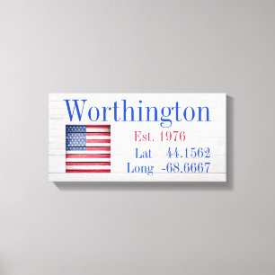 Impressão Em Tela Nome da sua família Latitude e Longitude