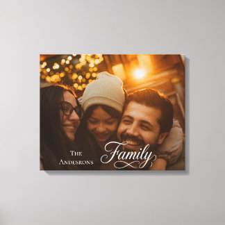Impressão Em Tela Nome de Foto Personalizada da Família com Letra Mo