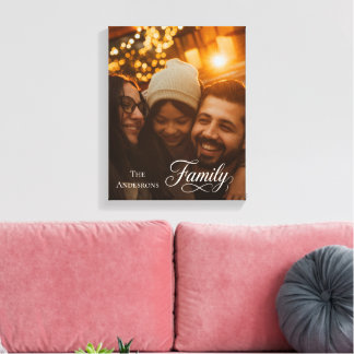 Impressão Em Tela Nome de Foto Personalizado da Família com Letra Mo