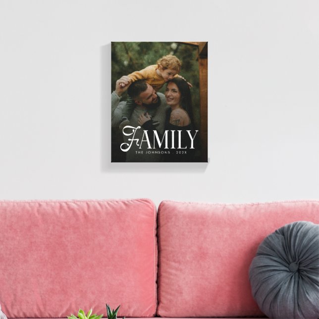 Impressão Em Tela Nome de Foto Personalizado da Família com Letra Mo (Insitu(Sala de estar))