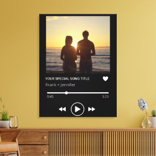 Impressão Em Tela Nome de Música Personalizada na Playlist Presente