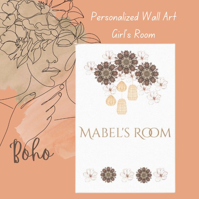 Impressão Em Tela Nome do quarto de Mabel (personalizado) Boho Flora (Criador carregado)