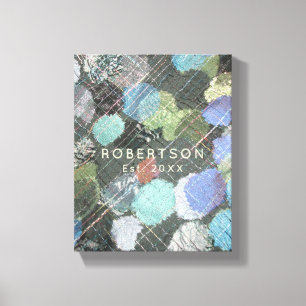 Impressão Em Tela Nome Personalizado Ano Abstrato Verde Azul Colorid