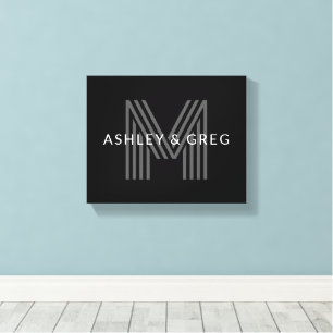 Impressão Em Tela Nome(s) Moderno(s) Retroativo(s) Monograma Editáve