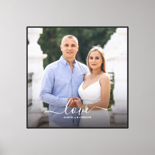 Impressão Em Tela Nomes de Roteiro de Amor com Foto de Casal Persona