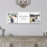 Impressão Em Tela Nomes de Script de Foto do Sr. & Sra.<br><div class="desc">Guarda-casamentos personalizados. Uma apresentação profissional de 2 das suas belas fotos de casamento, com "Sr. & Sra., " seu nome casado em letra de mão, e sua data de casamento no meio, em preto e cinza. O fundo branco realmente faz suas fotos pop, e vai bem com muitos estilos diferentes...</div>