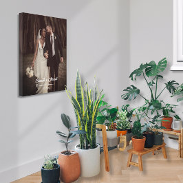 Impressão Em Tela Nomes E Data Do Casal De Script De Foto De Casamen