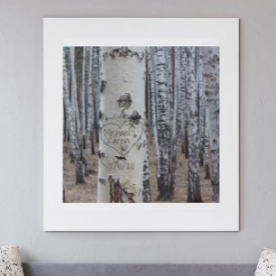 Impressão Em Tela Nomes Rústicos Personalizados Gravados em Coração 