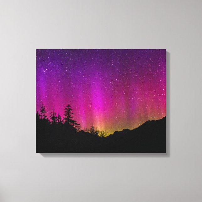 Impressão Em Tela Norte Luzes Aurora Borealis StarNight Sky (Frente)