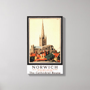 Impressão Em Tela Norwich Viagens vintage Restaurado
