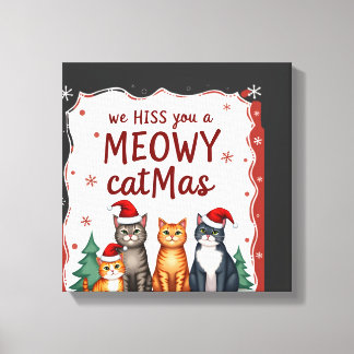 Impressão Em Tela Nós te assobiamos um Catmas Feliz Gato Divertido N