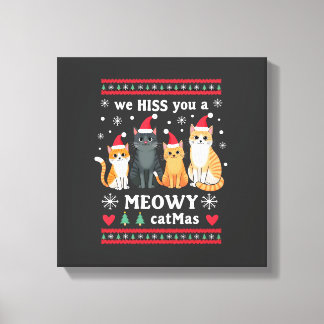 Impressão Em Tela Nós te assobiamos um Catmas Feliz Gato Divertido N