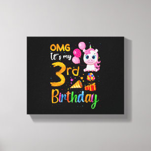 Impressão Em Tela Nossa! É Meu 3º Aniversário 3 Anos de Idade Unicór