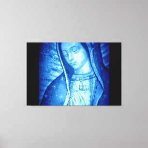 Impressão Em Tela Nossa Senhora de Guadalupe Azul em Painéis Pretos