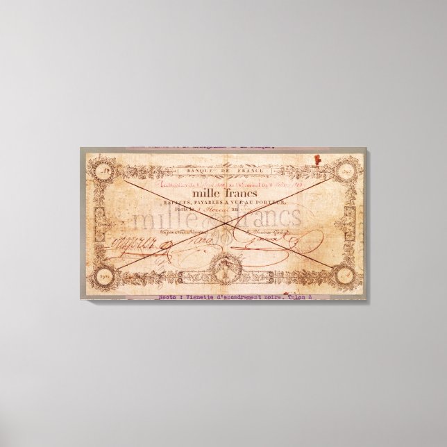 Impressão Em Tela Nota de 1 000 francos de 8 boreais, An X (Frente)