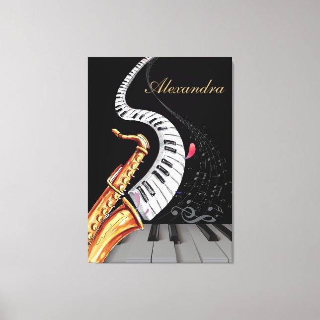 Impressão Em Tela Nota de Música Personalizada para Piano do Saxofon (Frente)