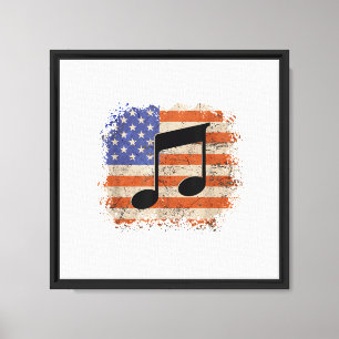 Impressão Em Tela Nota musical para presente masculino bandeira amer