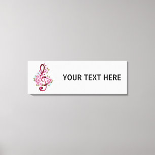 Impressão Em Tela Notas de clave de trecho musical com flores de Sak