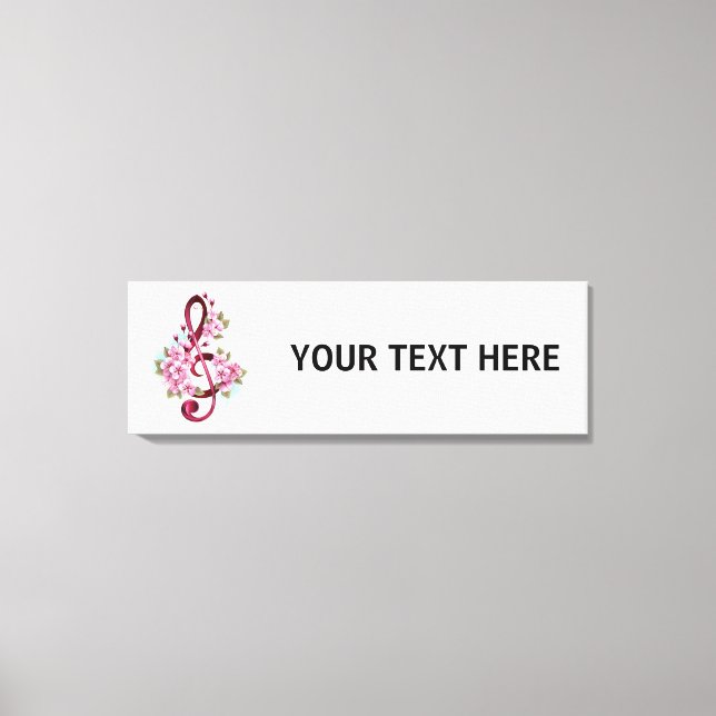 Impressão Em Tela Notas de clave de trecho musical com flores de Sak (Frente)